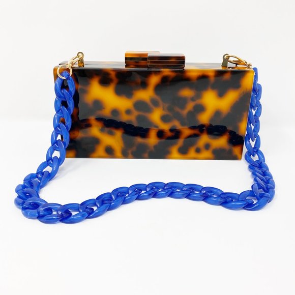 Chain Link Short Acrylic Purse Strap in Blue - Picture 5 of 7